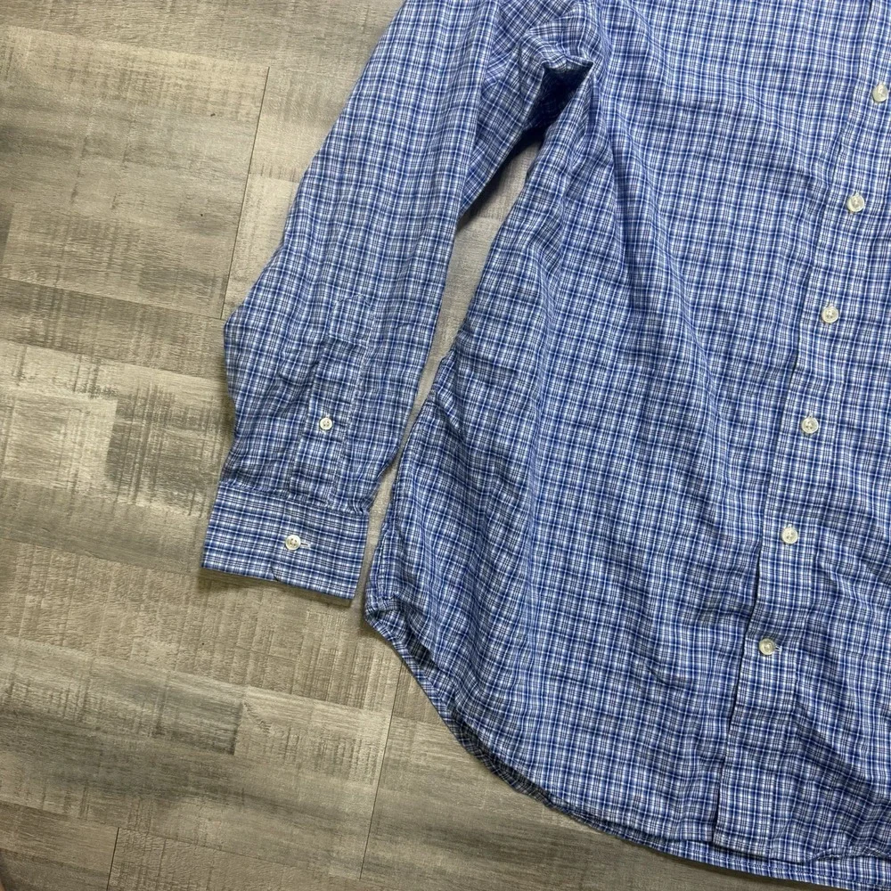 Vineyard Vines Men Shirt Long Sleeve Whale Shirt XL Blue White Plaid